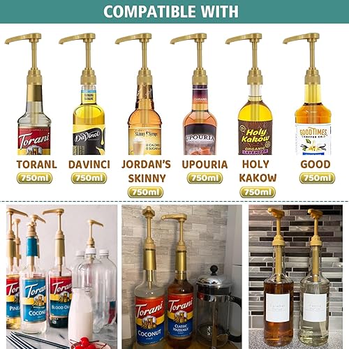 Miniatura 3 de COODUM 3 paquetes de bomba de jarabe de café para botellas Torani, DaVinci, Jordans Skinny Jarabe Torani, Dispensador de bomba Torani para conos de