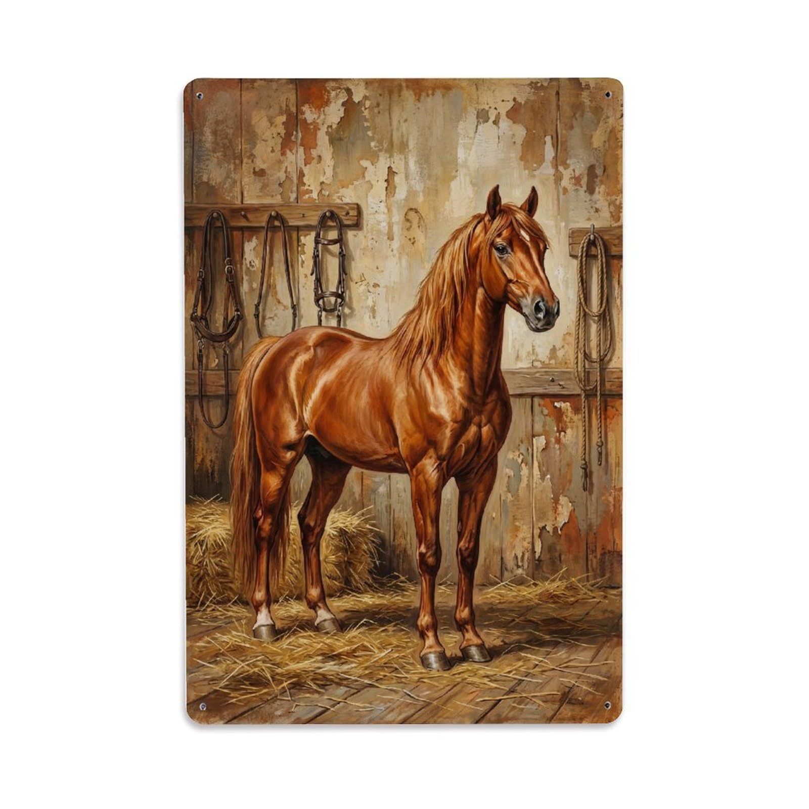 Morgan Horse Farm Chestnut Equine Stable Metal Tin Sign Plaque Wall Decor for Cafe, Club Bar, Office, Home Garden Metal Poster 8x12Inch