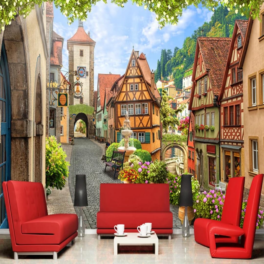 Mural tapeta 3D Europa miasto widok ulicy mural salon dom sztuka dekoracyjna na ścianę