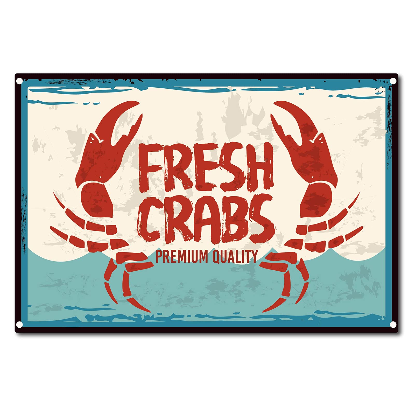 CREATCABIN Seafood Crabs Tin Sign Fresh Crabs Vintage Metal Tin Signs for Cafe Bar Pub Shop Wall Decorative Funny Retro Signs, 8 x 12 Inch