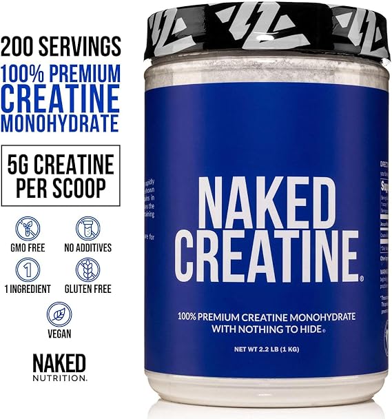 NAKED Vanilla Pea Protein Isolate 5LB Bulk + Pure Micronized Creatine Monohydrate 1,000g (200 Servings) Plant-Based; Vegan; Non-GMO; Gluten Free; Soy Free