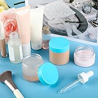 Vista 5 de SATINIOR Paquete de 6 tarros de plástico de 2 oz con tapas, tarros de boca ancha rellenables a prueba de fugas, tarros vacíos redondos reutilizables