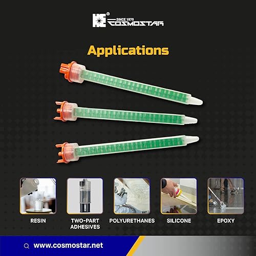 Miniatura 6 de CosmoMix Punta de tubo de boquilla mezcladora estática cuadrada, sistema F para relación de mezcla 41101, 6.1 pulgadas, 24 elementos, 10 piezas de