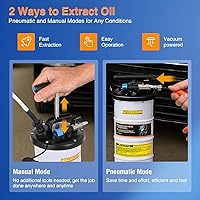 Vista 3 de GOOACC Bomba extractora de aceite 6.5L Bomba extractora de fluidos manual neumática para kit de herramientas de cambio de aceite con varilla