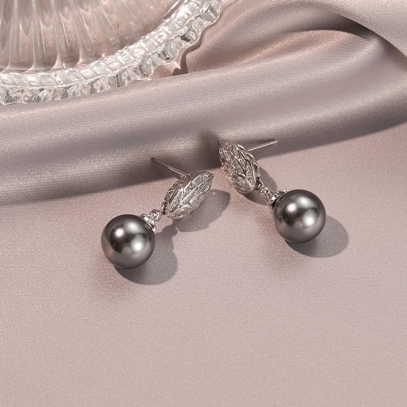 Amazon.com: Unique Elegance Pearl Pendant Earrings White/Gray