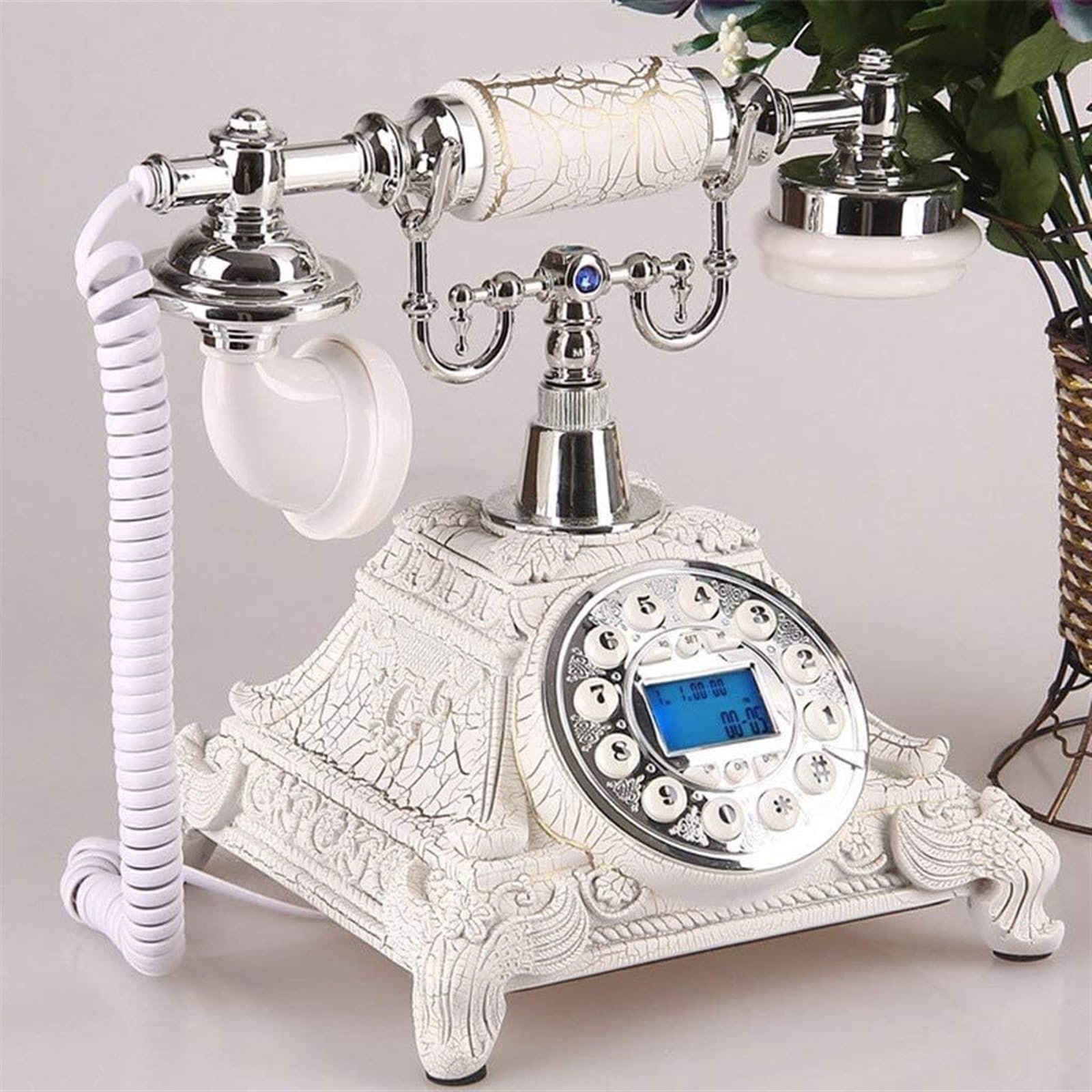 Téléphone rétro européen ELzEy en résine antique pour décoration de salon et maison