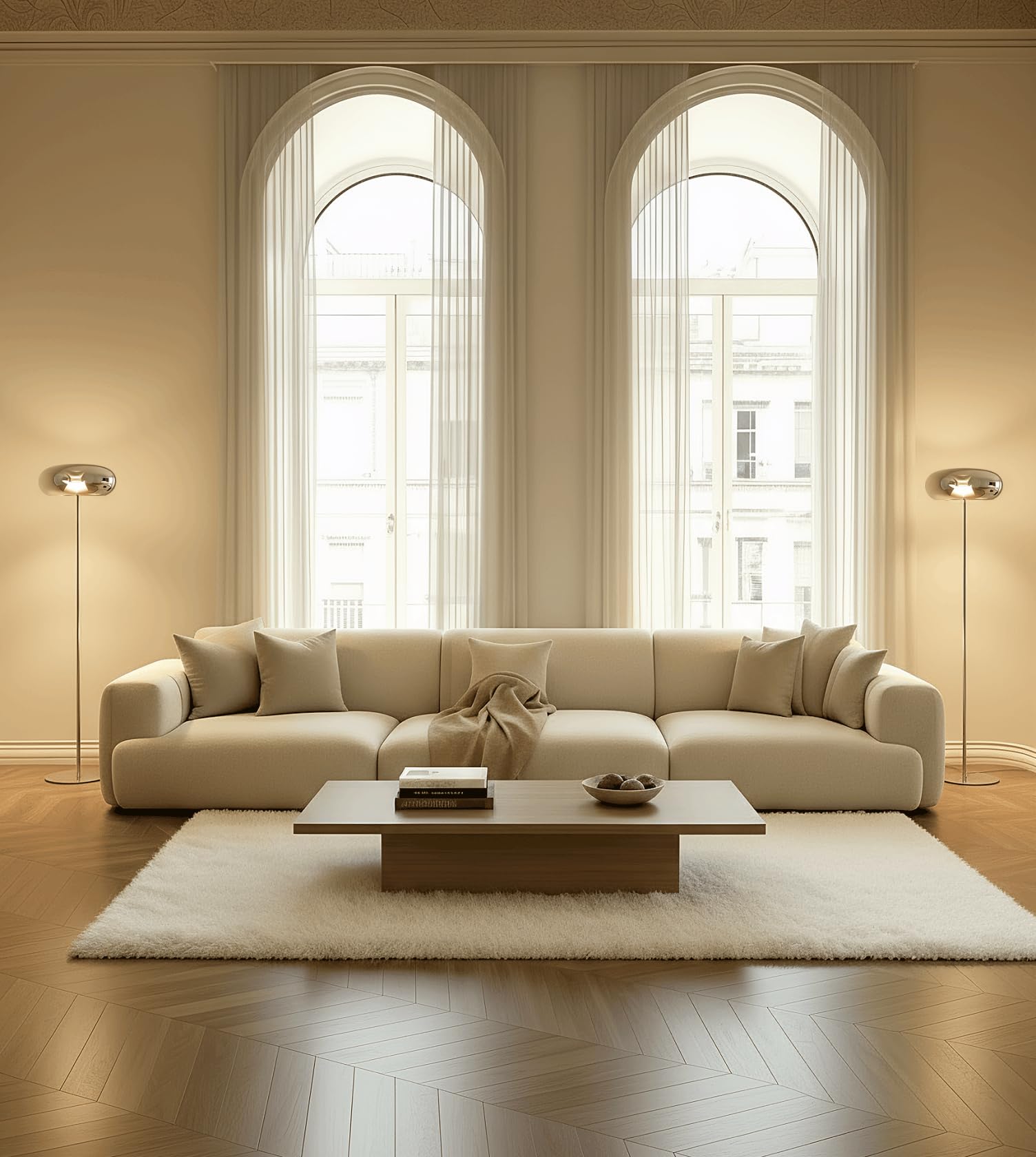 NEONA LUMIRA LED Stehleuchte Dimmbar im Pilzdesign, Retro Stehlampe mit Touch-Dimmer aus Glas und Metall, Warmweiß 2700K, 450 Lumen, Chrom (Chrom)
