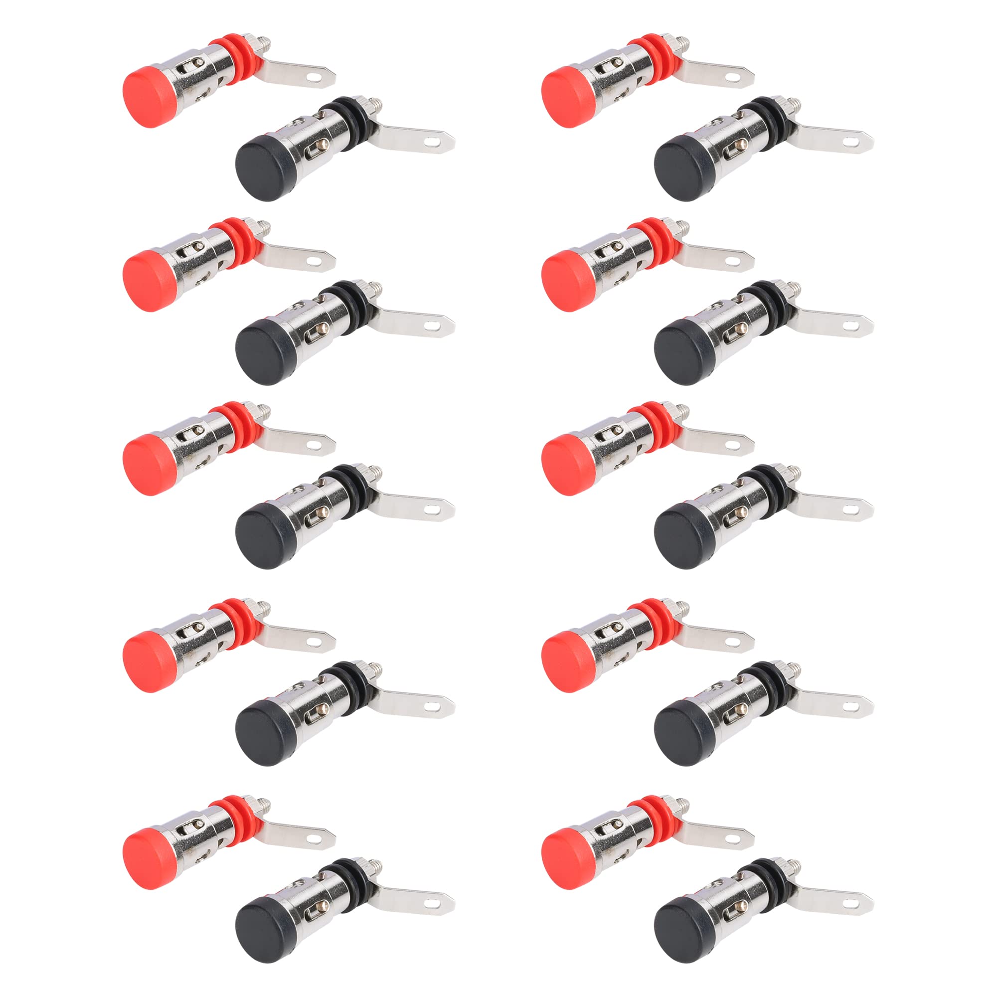 MX Binding Post Terminal Female Metal Quick Banana Connector, Gold-Plated For Sound Console, Speakers, Amplifiers, Red & Black (MX-1300)- Pack of 10