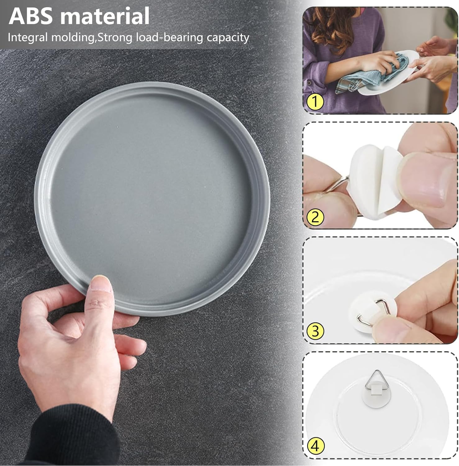 30pcs Adhesive Plate Hangers Invisible Vertical Wall Art Display Holder,Picture Hangers Without Nails,Photo Fram Sticky Hanging Hooks,No Wall Damage (Max.load10kg)