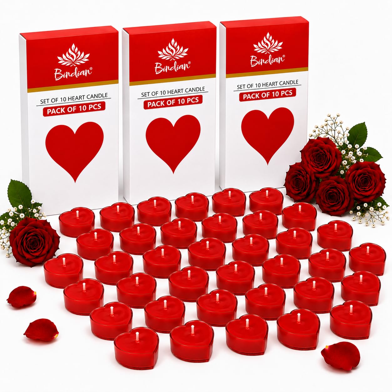 Bindian Candle Heart Shaped Tea Light Candles for Decoration Smokeless Tealight Candles for Valentine Day, Home Decor, Anniversary Decoration Items, Aromatic Candles Set, Candle Light Dinner (10 Pcs)-image-27