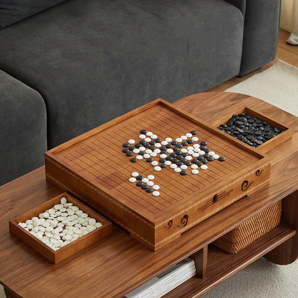 Ensemble de Jeu Trois en Un, résistant aux Rayures, Facile à Nettoyer et idéal pour Les Amateurs de go et de gomoku(A,51 * 51 * 10cm)