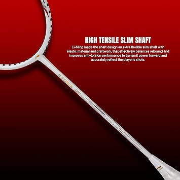 Li-Ning G-Force X5 Carbon Fibre Badminton Racket with Free Full Cover(82 Grams, 28 Lbs) (White::Red)
