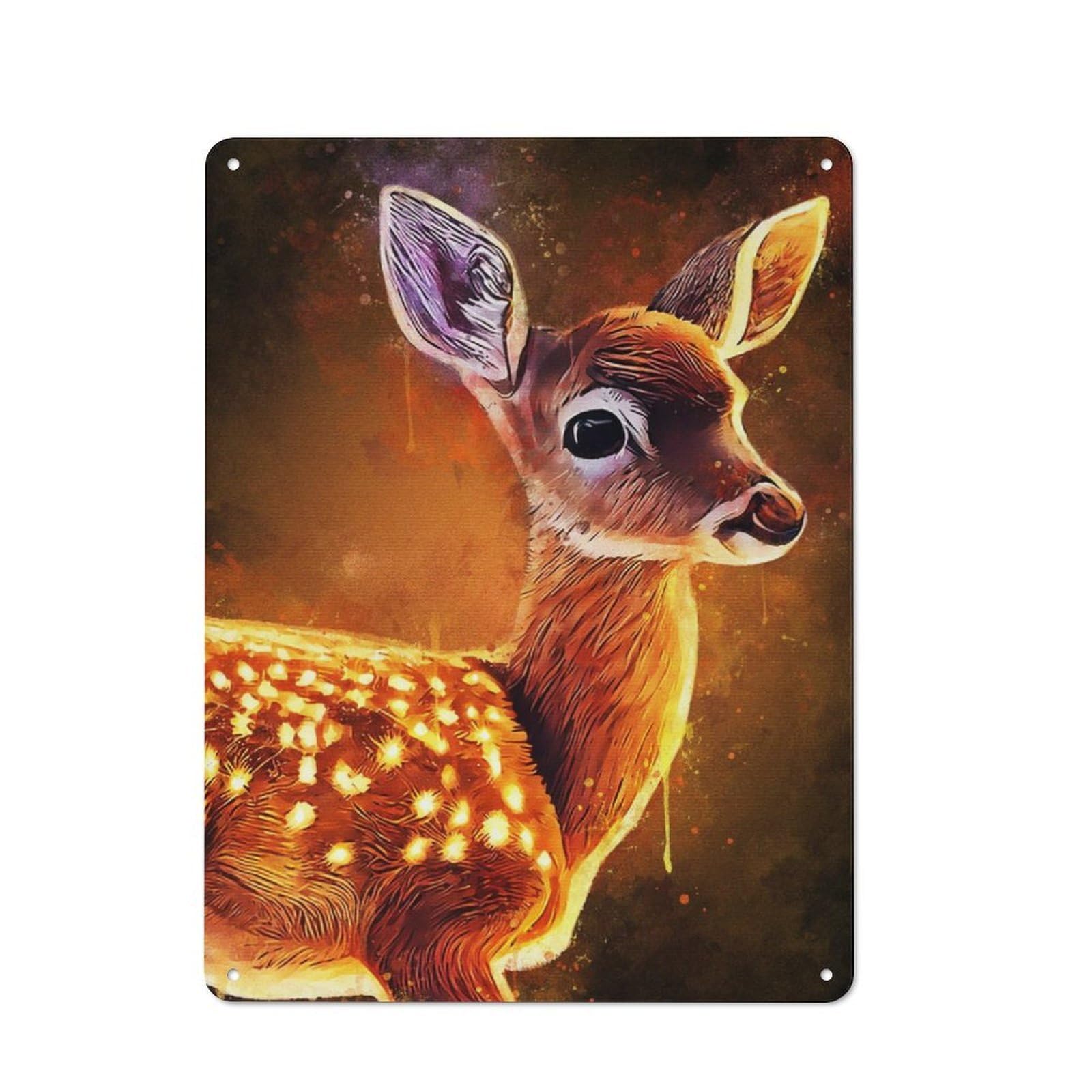 Junmoney Splatter Deer Tin Sign 40X30cm With For Workshop Wall, Retro Decor, For Metal Sign Collectors, For Cafés, Pubs And Restaurants