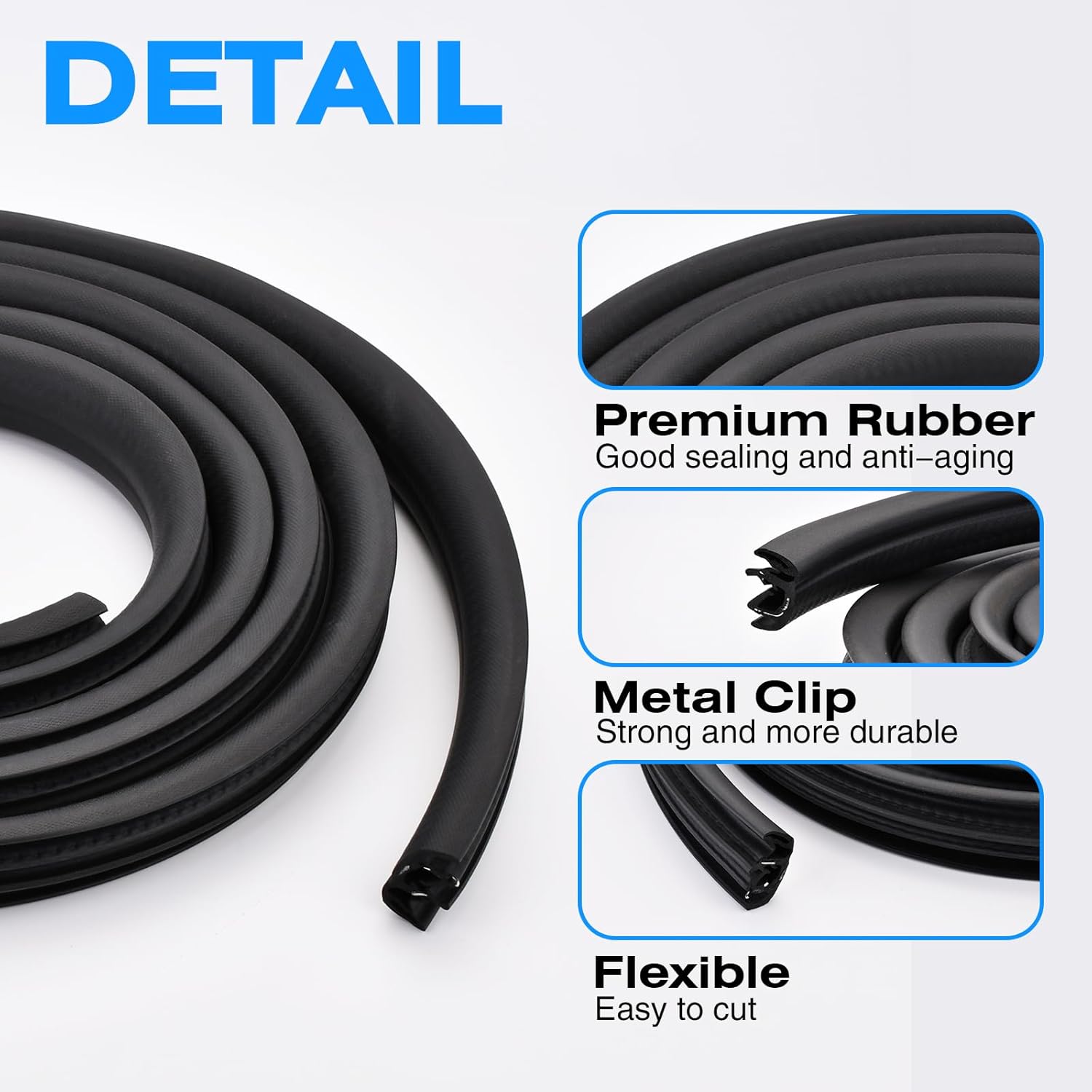 Door Weather Stripping Seal Compatible with 2007-2014 Chevy Avalanche Suburban GMC Yukon Escalade,Rubber Front Door Weatherstrip Replace#22766409 22766410 Driver & Passenger