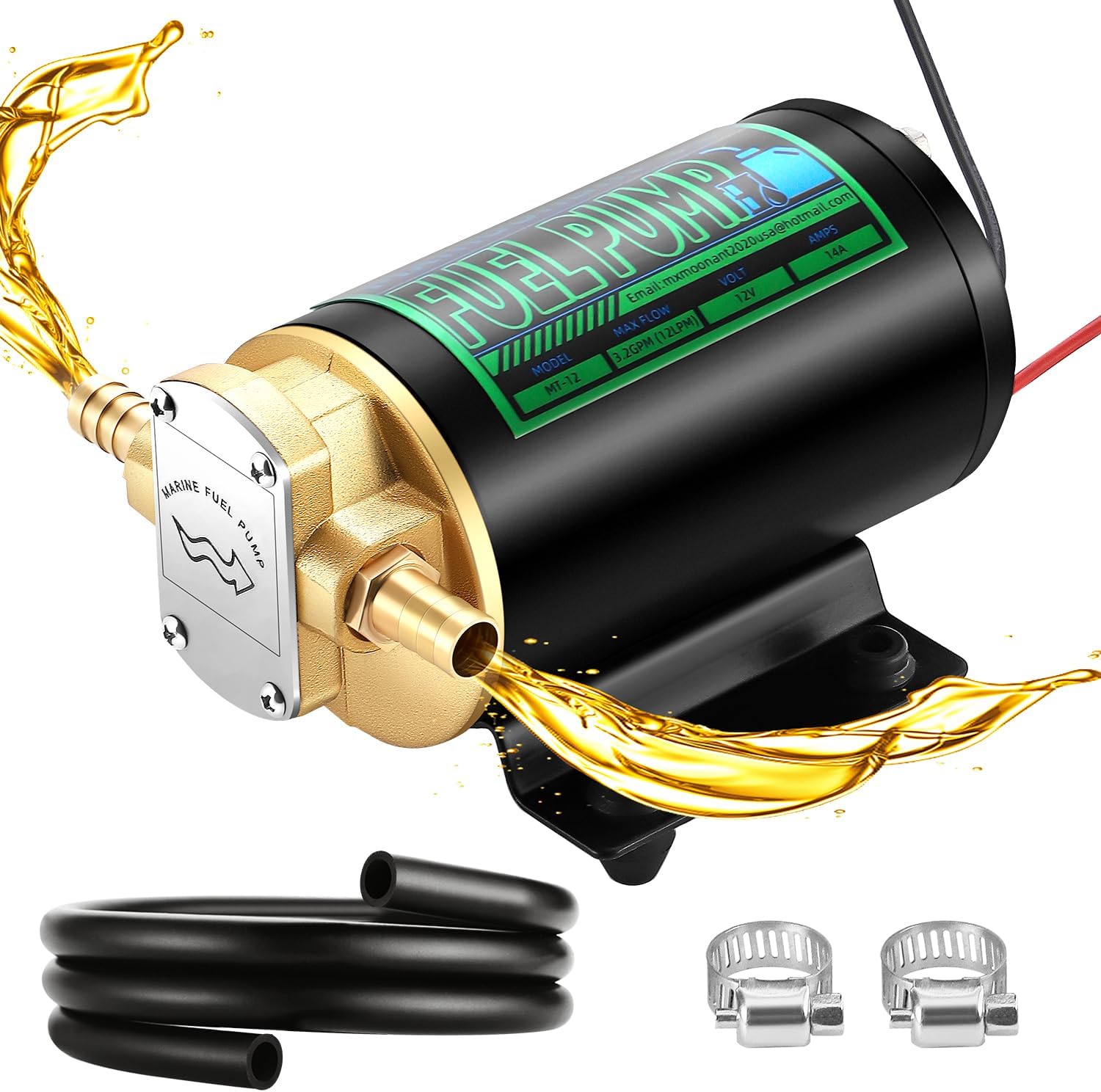 Mxmoonant 12V Oil Transfer Pump, 3.2GPM Self Priming Oil Change Extractor Pump, Fuel Transfer Pump with Hoses for Diesel Kerosene Marine Boat Truck