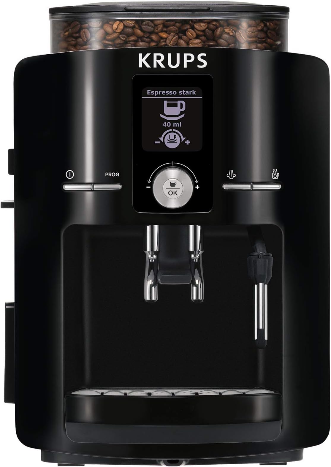 KRUPS EA8250 Fully Auto Espresso Machine, Espresso Maker, Burr Grinder, 60 Ounce, Black