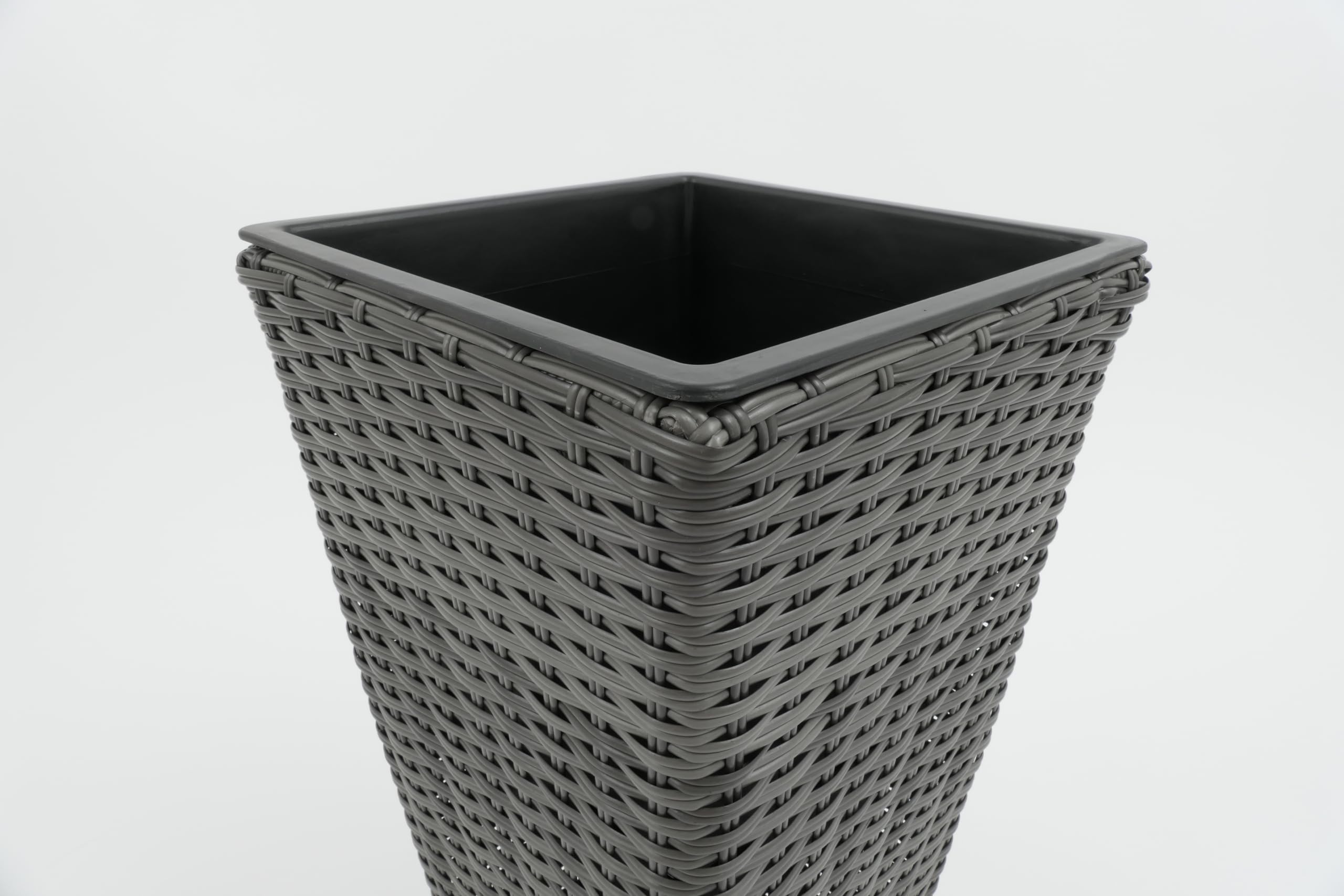 CB Home & Style Pflanztöpfe Rattan 3er Set Grau Pflanzkübel Pflanzenkuebel Blumentopf Blumenkübel Kunststoff Pflanztopf
