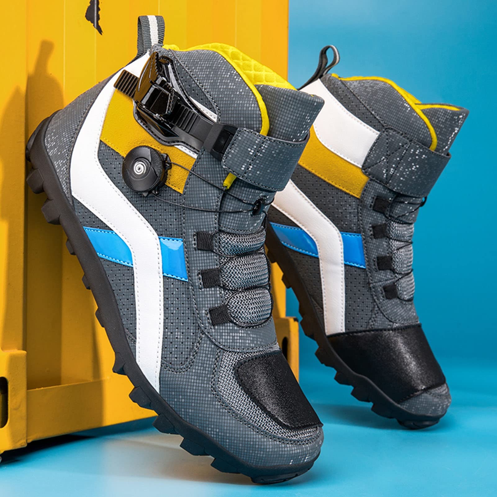 Bottes De Moto Homme En Cuir Microfibre – Antidérapantes, Respirantes, Légères, Pour La Route Et Le Quotidien - 5