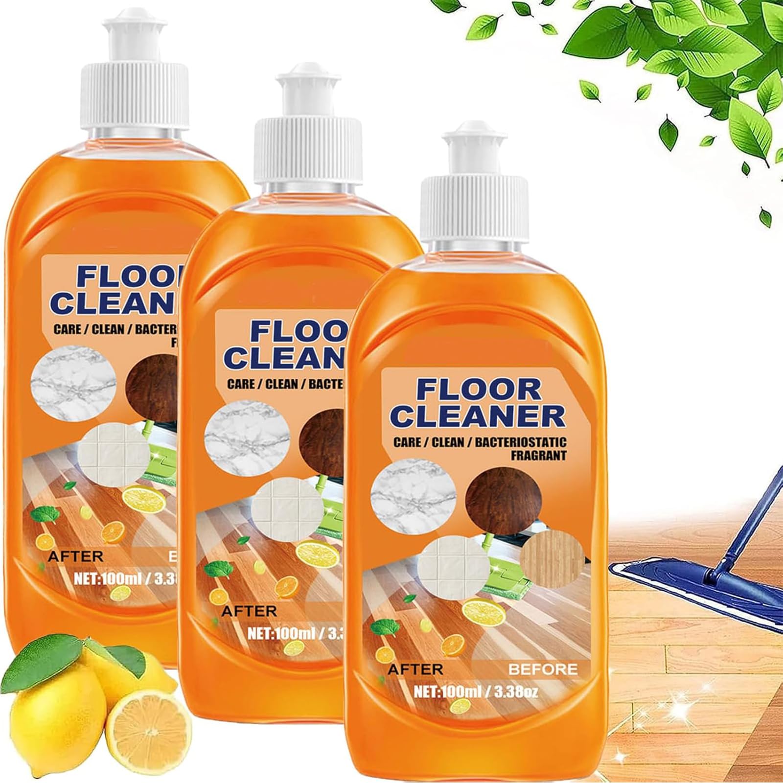 Omexry Floor Cleaner, Powerful Decontamination Floor Cleaner, Orange Floor Cleaner, Multipurpose Floor Cleaner Liquid for Wood Floor, Ceramic Tile (