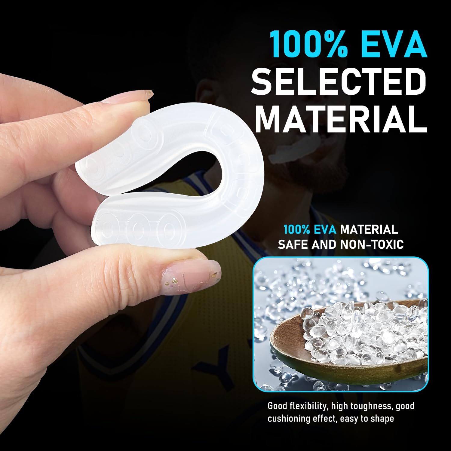 Protège Dents Boxe | Matériau 100% EVA de Qualité Alimentaire | Protège Dents Boxe pour Enfants | Moulage Thermofusible | pour Le Hockey | Le Rugby | Lot de 2 avec Boîte | Transparent