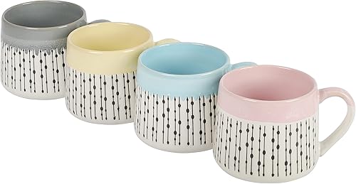 Miniatura 4 de Gibson Home Morning Mist - Paquete de 4 tazas de cerámica con forma de vientre de 15 onzas