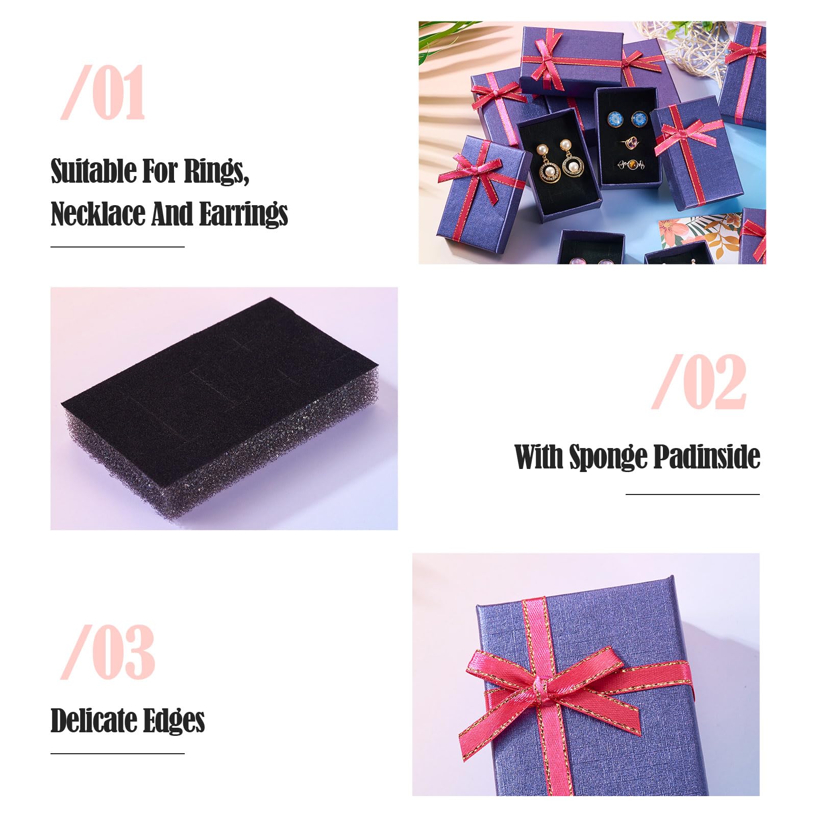Cheriswelry Schmuck-Geschenkboxen Mit Herzmuster - 8,1x5 Cm, 12 Stück, Mit Baumwollfüllung Für Ringe & Ketten