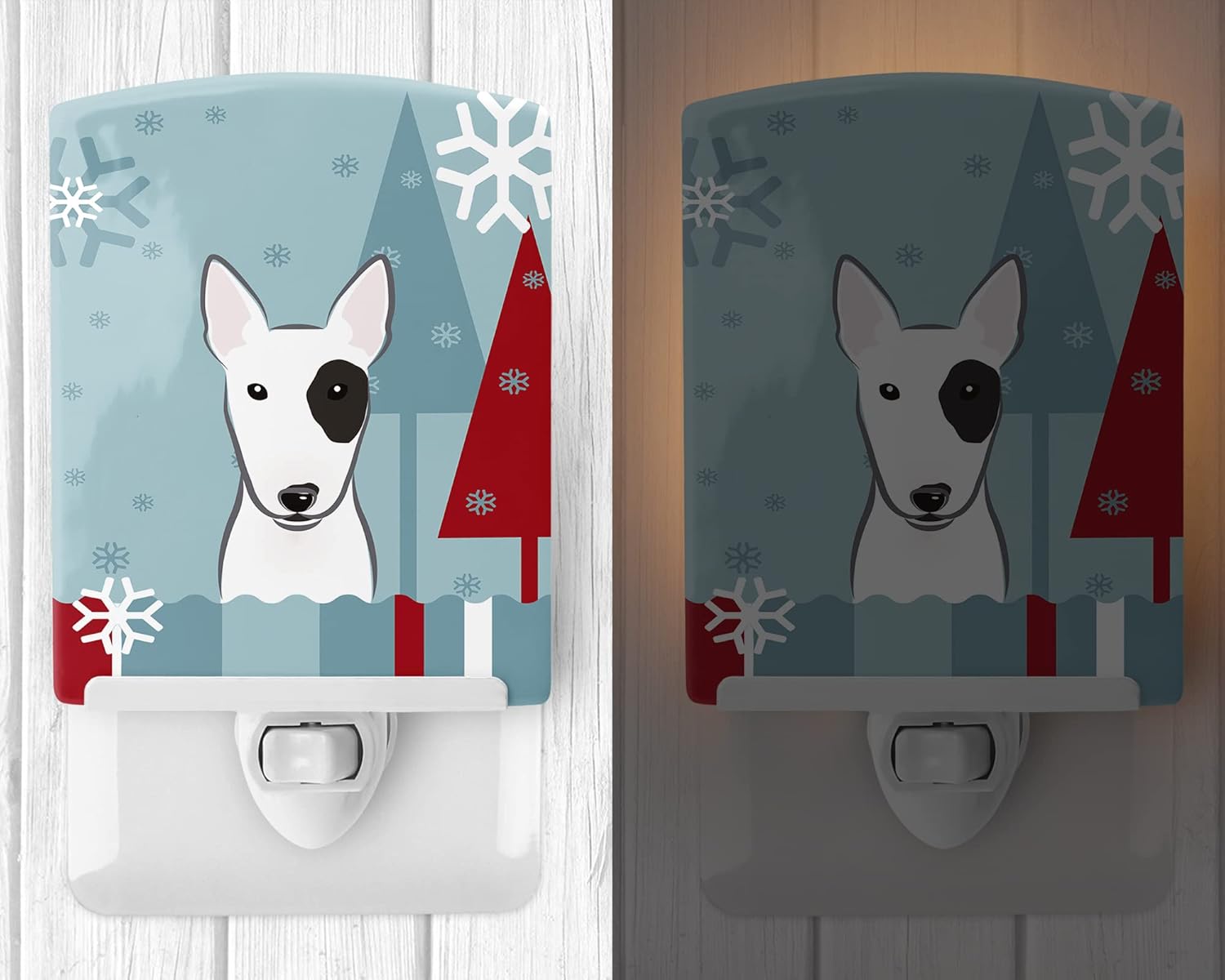 Caroline 's Treasures冬Holidayブルテリアセラミックナイトライト、6 x 4インチ、マルチカラー