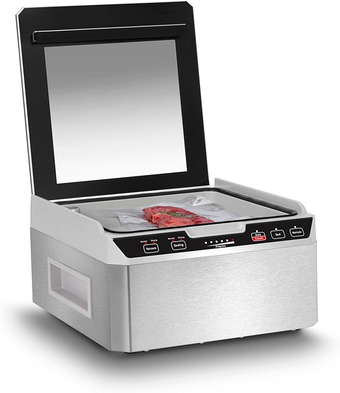 CASO VacuChef 40 - Envasadora al vacío profesional de cámara compacta - Potente capacidad de vacío de 70 L/min - Cámara con capacidad de 3 litros - acero inoxidable