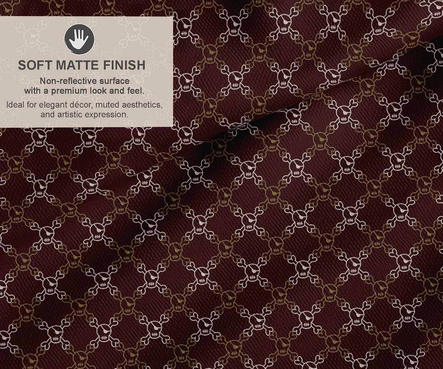 Soimoi Cotton Canvas Fabric - Skull Print, Chocolate Brown | 42" Wide | Sold by The Yard | Medium Weight Upholstery Fabric for Home Décor, Bags & DIY Projects image 2
