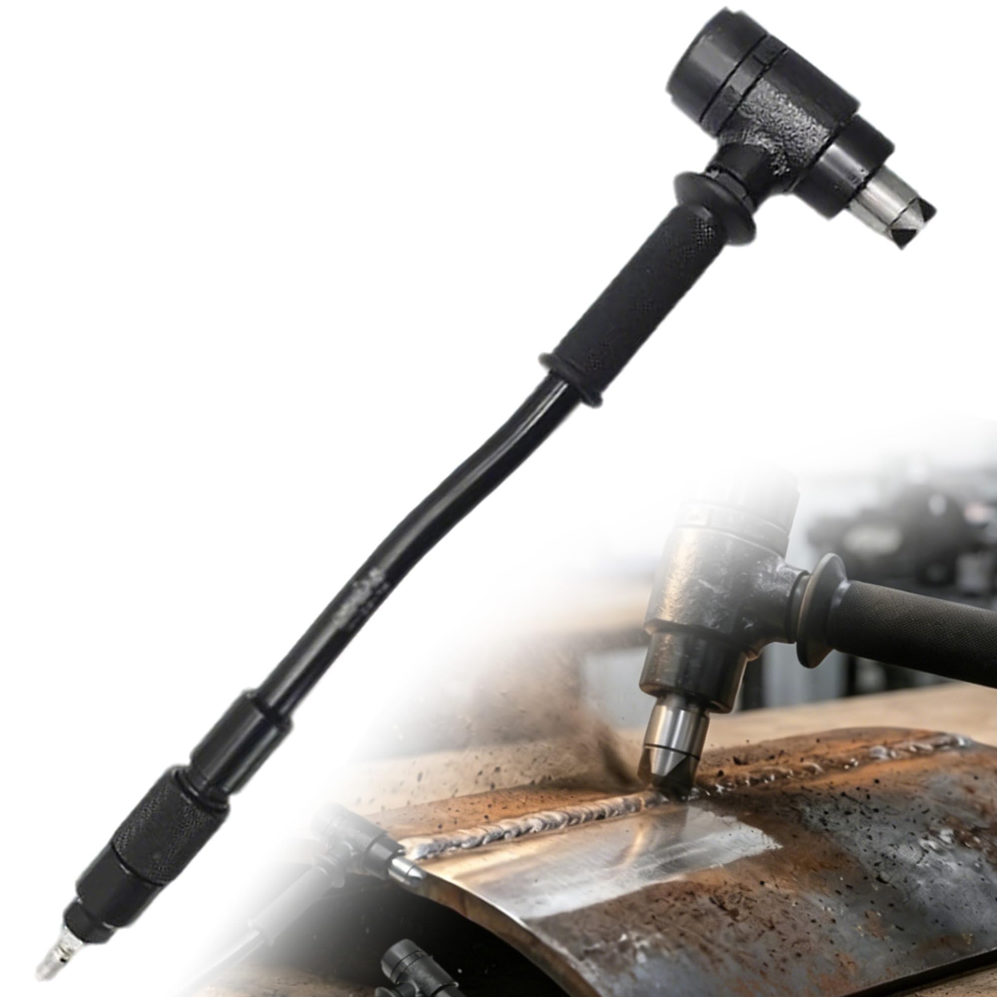 Scrostatore Pneumatico con 2 Teste di Ricambio, Pistone 30mm Alternativa ad Aghi, Martello a Percussione Metalli 140L/min, 0.63 MPa Attrezzo RotarySwitch