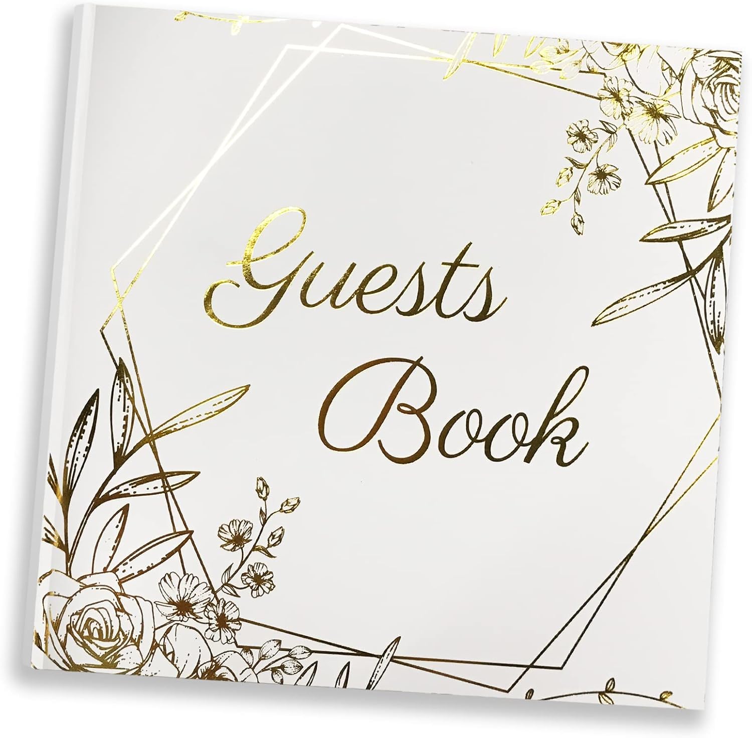 Wedding Guest Book 32 Sheets Photo Album Guest Book for Wedding Reception with Gold Foil & Gilded Edges, 8” × 8” Guest Book for Wedding Hard Cover Book with Thick White Paper