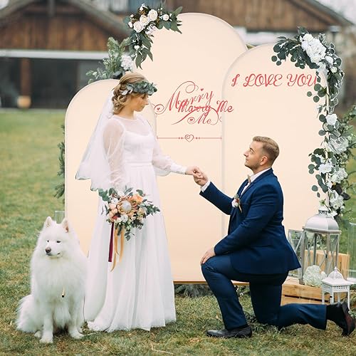 Miniatura 7 de Gisafai Juego de 6 soportes de metal para telón de fondo de arco y cubierta de arco de boda, soporte de telón de fondo de Chiara con cubierta de