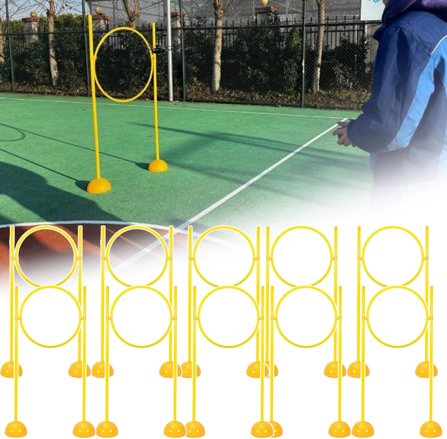 DIY Racing Drone Kit - Obstacle Course with Hoops & Sign Poles for 5", 7", 10" Drones - Wind-Resistant Base (100cm Diameter, 4 pcs) - Perfect for Drone Racing Enthusiasts