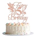 Fairy 5th Birthday Cake Topper, Fairy Happy 5th Birthday Decorations, Girls 5th Birthday Cake Decor, Floral Fairy Birthday Party Decorations, Rose Gold Glitter gallery image