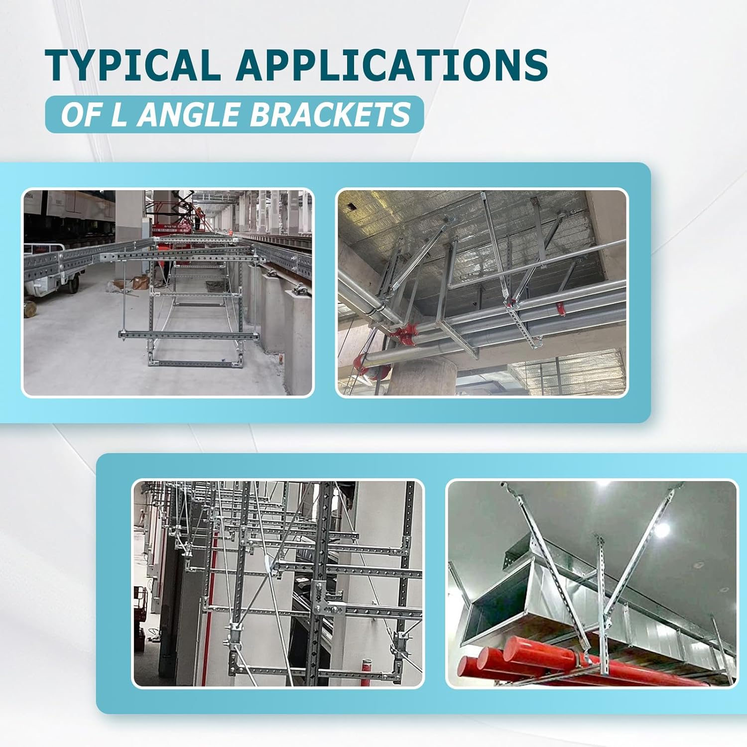 20Pcs 4 Hole 90 Degree Bracket for 1 5/8 Strut Channel, Heavy Duty L Brackets Fitting Galvanized Connectors, 5mm Thickness
