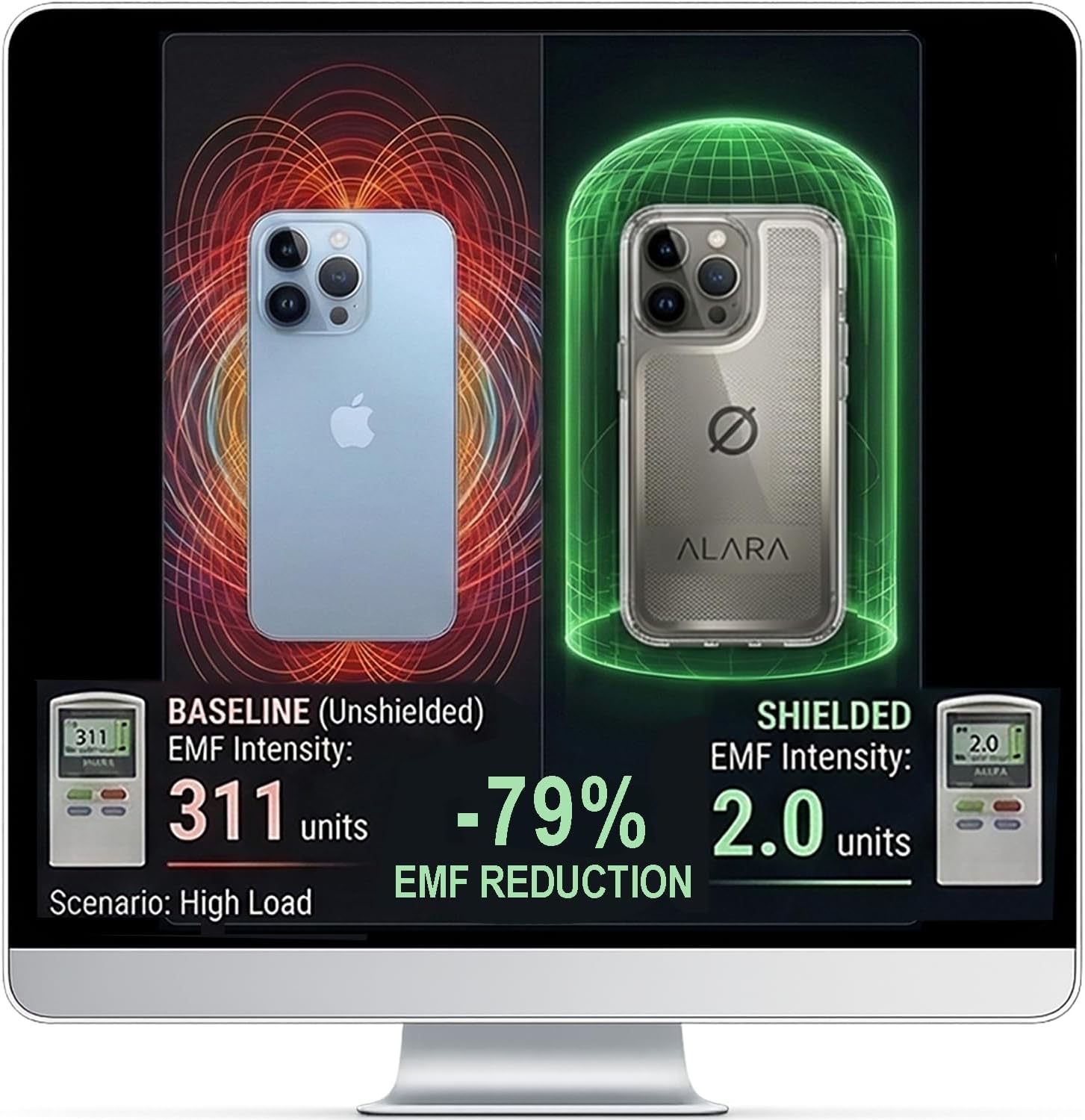 ALARA EMF Cell Phone Insert for iPhone 15 Pro Case & Everyday Protection, MagSafe Compatible 5G Mobile Technology - USA Developed Case Sticker with 20 Patents