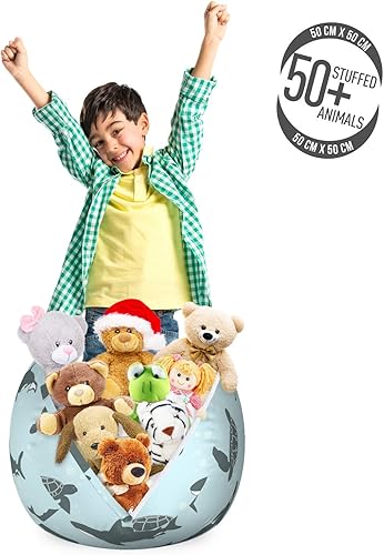 Miniatura 3 de Lunarable Orca - Silla de almacenamiento para juguetes, patrón continuo de ballena, tiburón y tortuga, burbujas de animales acuáticos, organizador