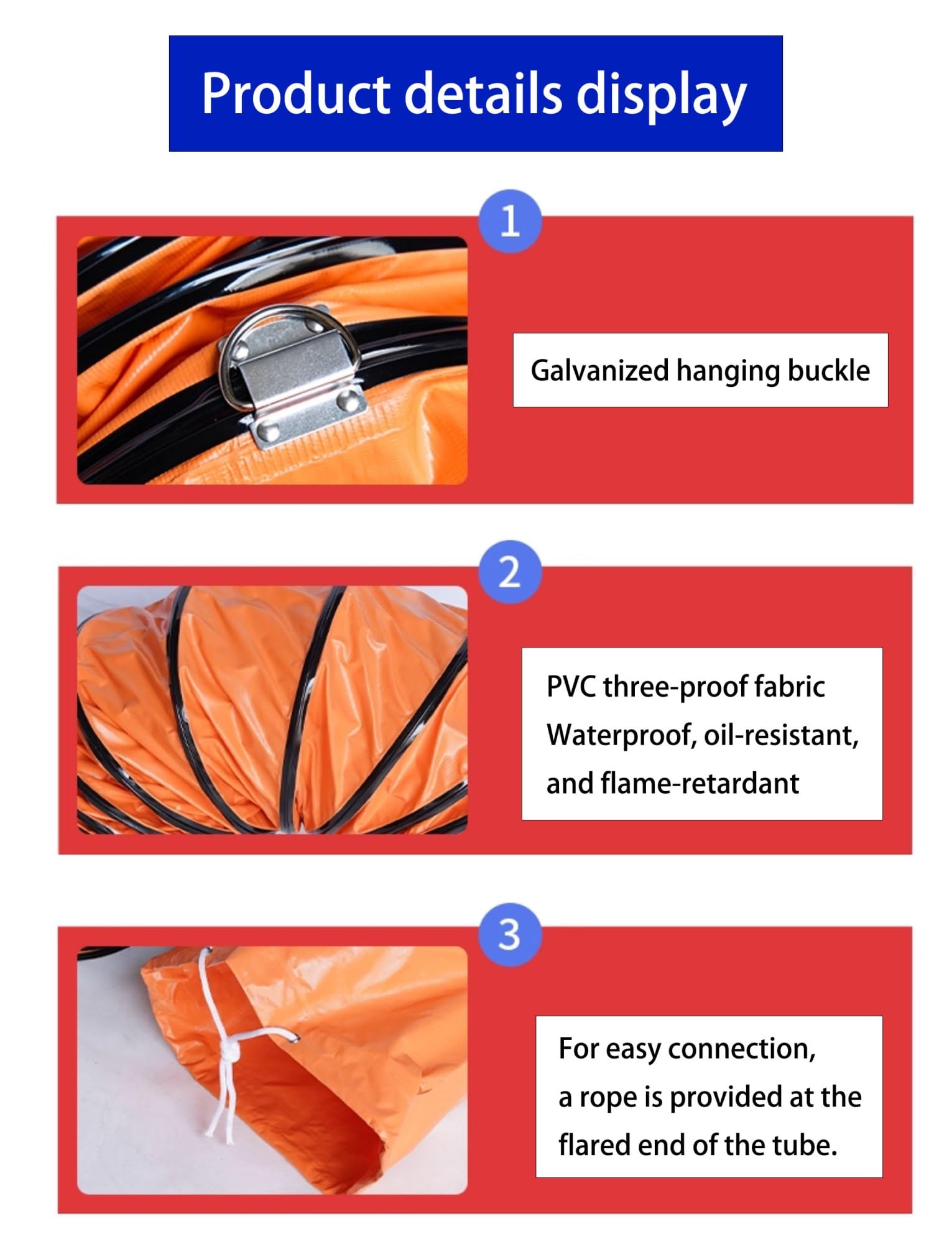 Manguera flexible retráctil con cuerda ajustable y anillo en D para aplicaciones de escape de alta temperatura