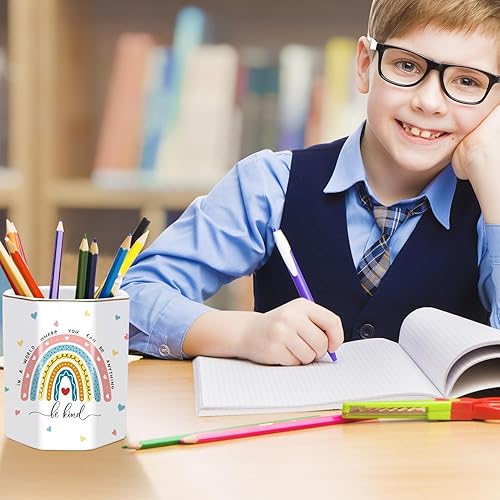 Vista 44 de WAVEYU - Portalápices bonito para escritorio, decoración de escritorio para niñas y mujeres Flor negra