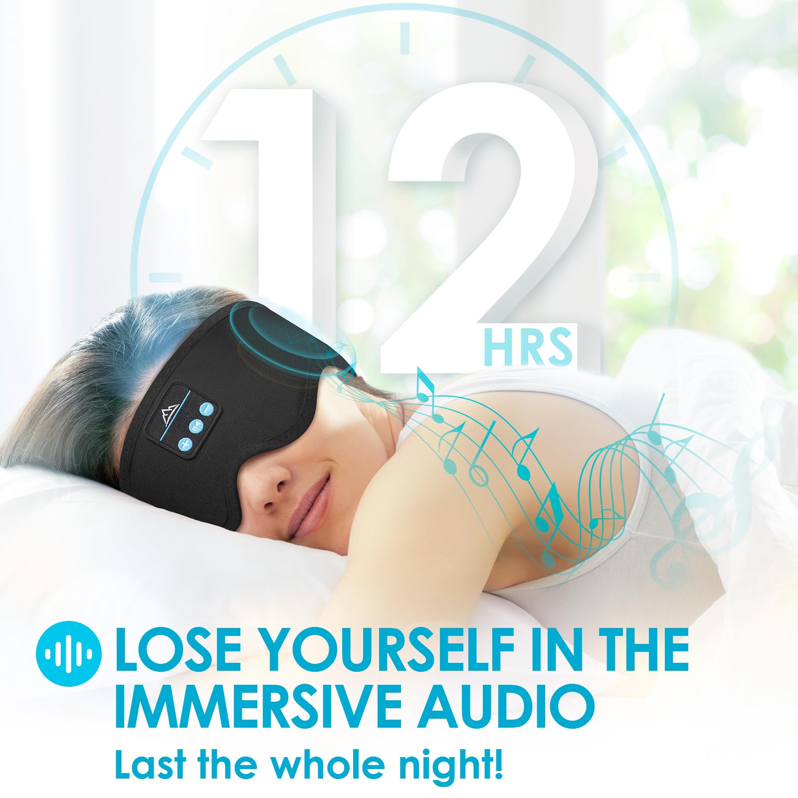 HANPURE Auriculares para Dormir Regalos Originales para Mujer y Hombre: Amigo Invisible Antifaz Cinta Diadema Auriculares Dormir Bluetooth, Orejeras Antiruido Ideas Navidad