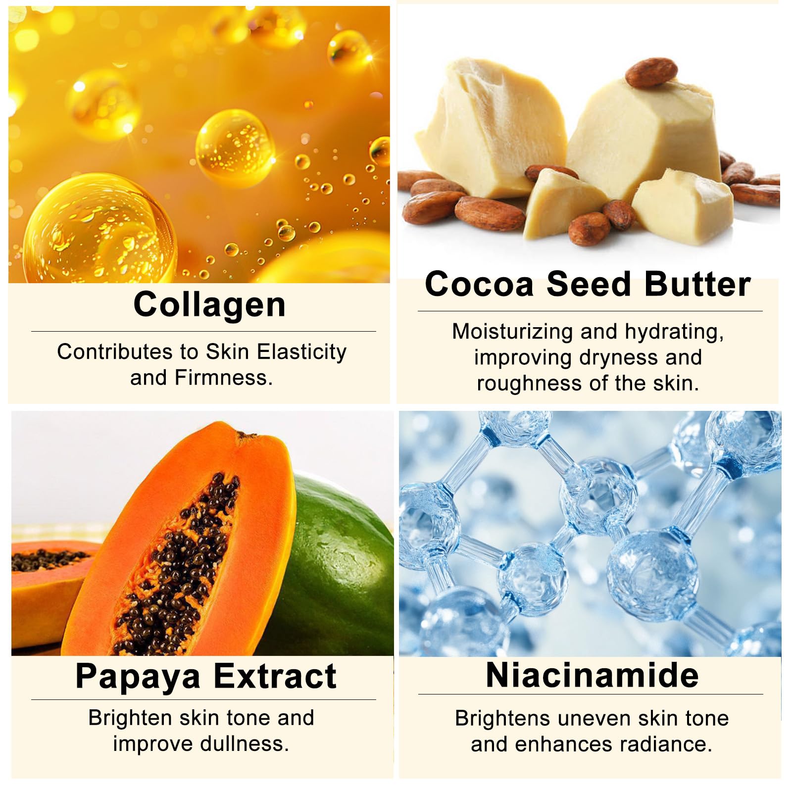 WK JALY Collagen Whitening Body Lotion and Serum, Remove Dark Spots, Melanin, Moisturizer, Smooth Skin, With Natural Papaya, Niacinamide