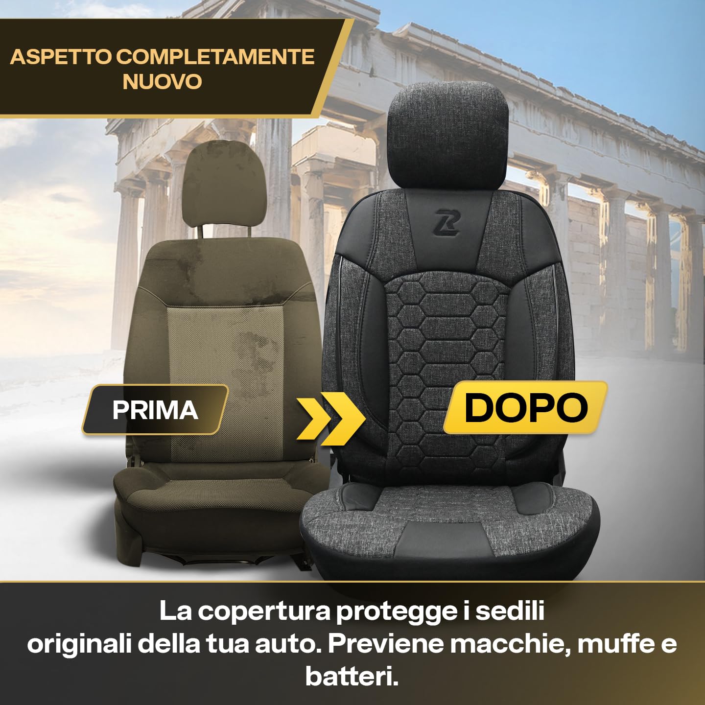 LUCARO Coprisedile Auto per Universale Olimp, Grigio-Nero | Coprisedili e protezioni, accessorio ideale per l'auto - protegge i sedili originali della tua auto