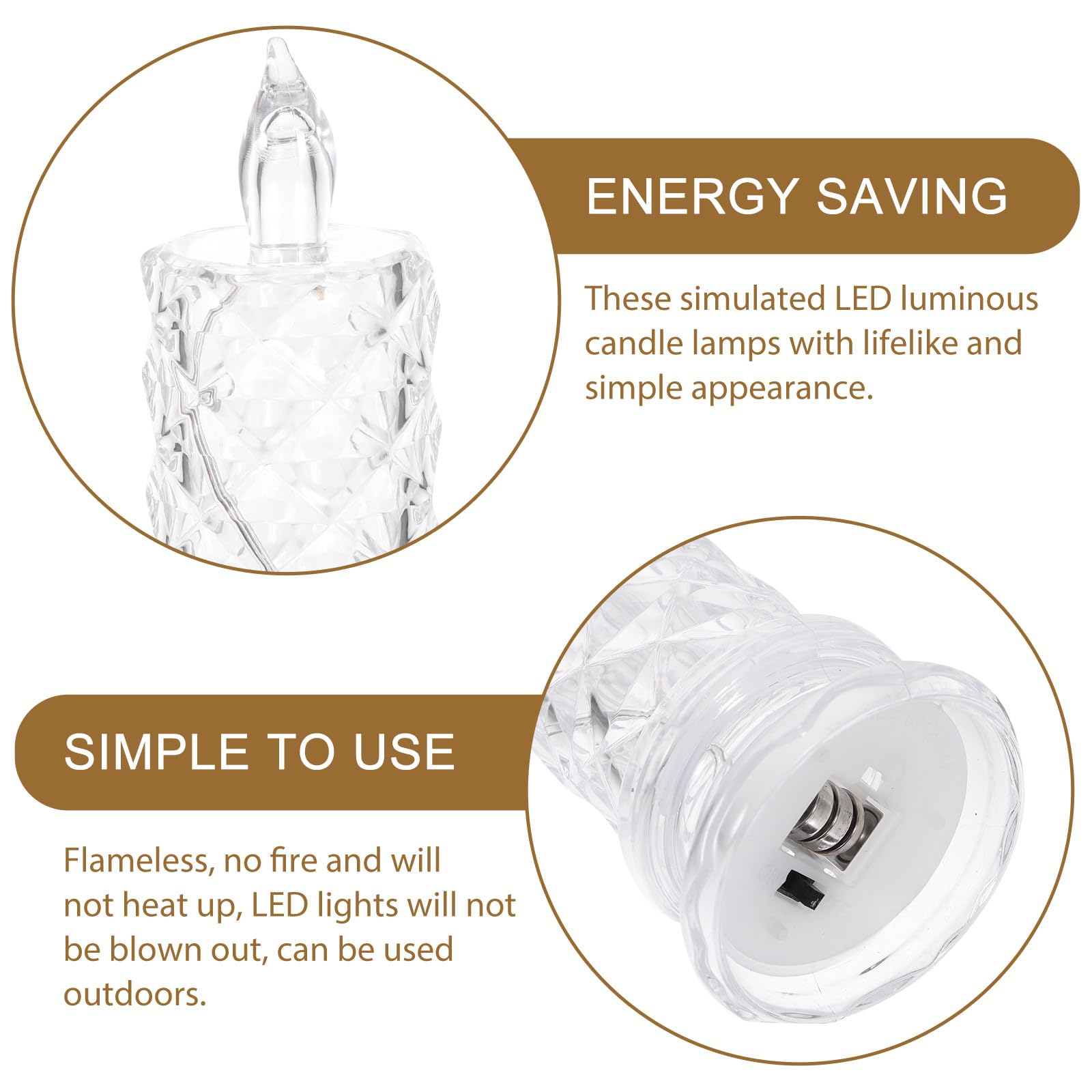 Ipetboom 4pezzi Candele Elettroniche Batteria Led Lampada Candela Simulata Per Decorazione Da Tavolo Piccola Luce Notturna Per Camera Da Letto Adatta Per Feste Matrimoni e Altre Occasioni