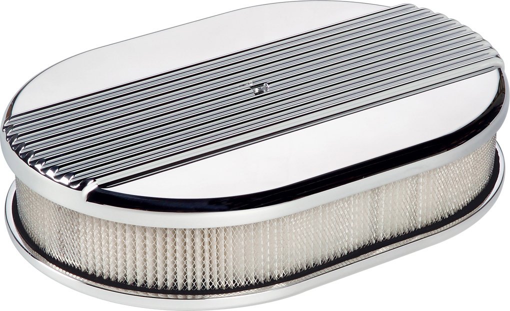 BILLET SPECIALTIES RIBBED POLISHED ALUMINUM AIR CLEANER,SMALL OVAL,15630