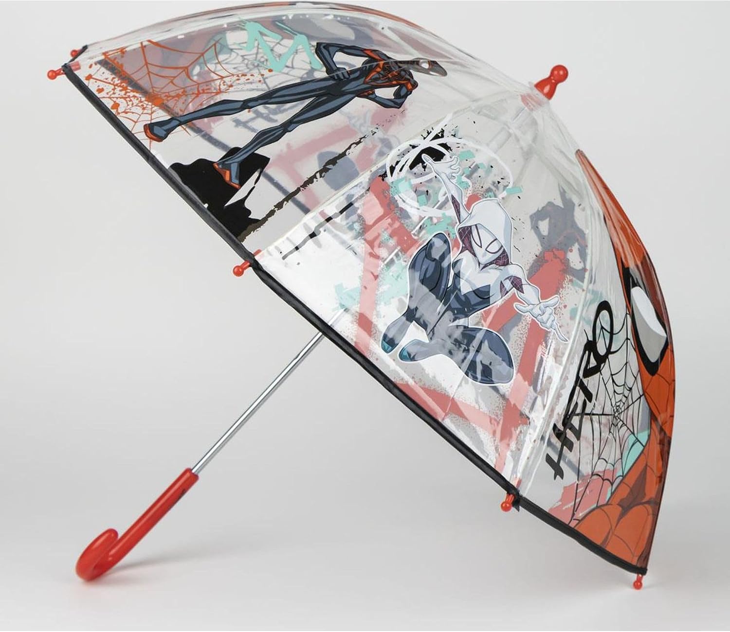 CERDÁ LIFE'S LITTLE MOMENTS Spiderman Bubble Umbrella - Manual Opening - Transparent with Spiderman Print - Made from 100% POE with Fibreglass Frame - Original Product Designed in Spain