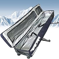 Vista 13 de D900 - Bolsa acolchada de snowboard con ruedas para viajes aéreos, impermeable de 71 pulgadas, gran capacidad para esquís/tablas de snowboard