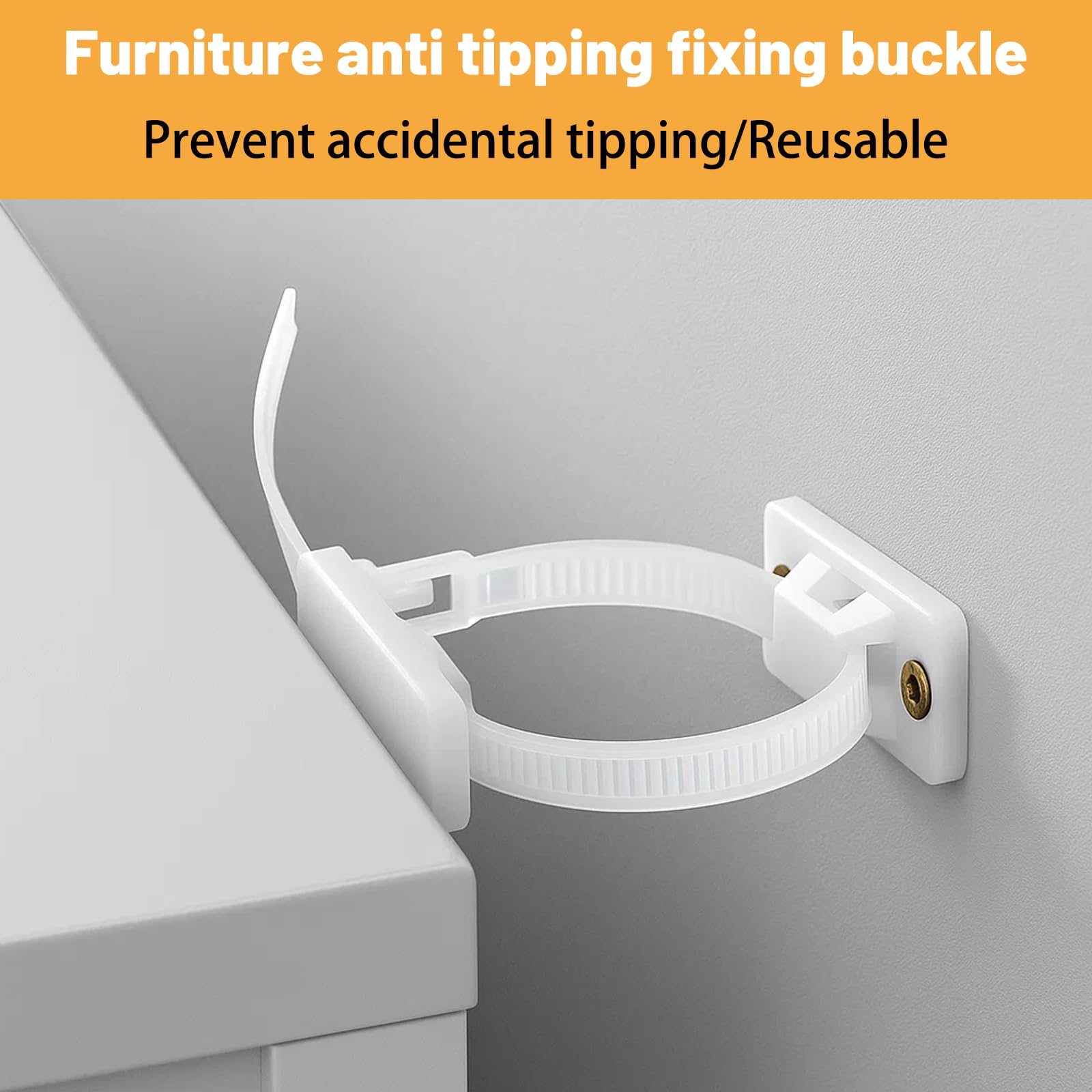 15 Pack Furniture Straps, Baby Proofing Anti Tip Furniture Anchors, Heavy Duty Wall Mounting Kit for Dressers Cabinets - Image 4