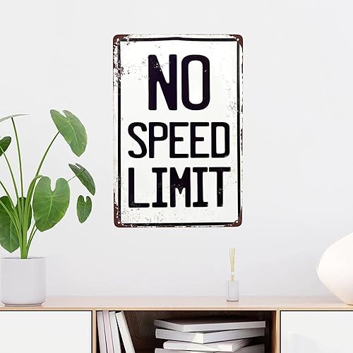 Miniatura 5 de Custom Kraze Letrero de metal con reproducción vintage sin límite de velocidad, 8 x 12