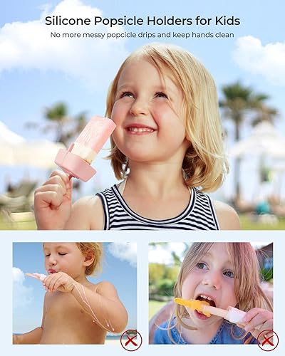 Miniatura 2 de Paquete de 4 soportes de silicona para paletas sin goteo, soporte para paletas AODISTUCE con pajilla, con 2 ranuras para palitos de tamaño estándar