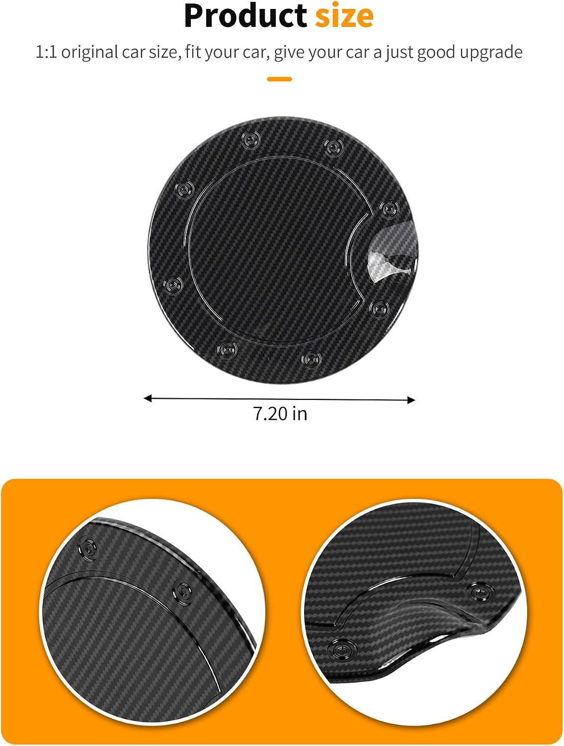 ABS Fuel Gas Filler Tank Door Cap Cover Fit for 2007-2013 Chevy Silverado GMC Sierra Gas Tank Cap Lid Housing Fuel Filler Door Cover Trim Exterior Accessories, Carbon Fiber